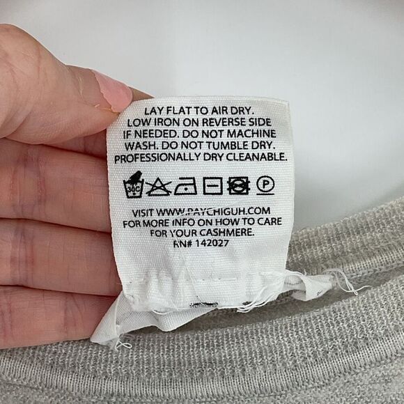 Paychi Guh 100% Cashmere Long Sleeve Sweater Heathered Oatmeal Women Small - Picture 5 of 5